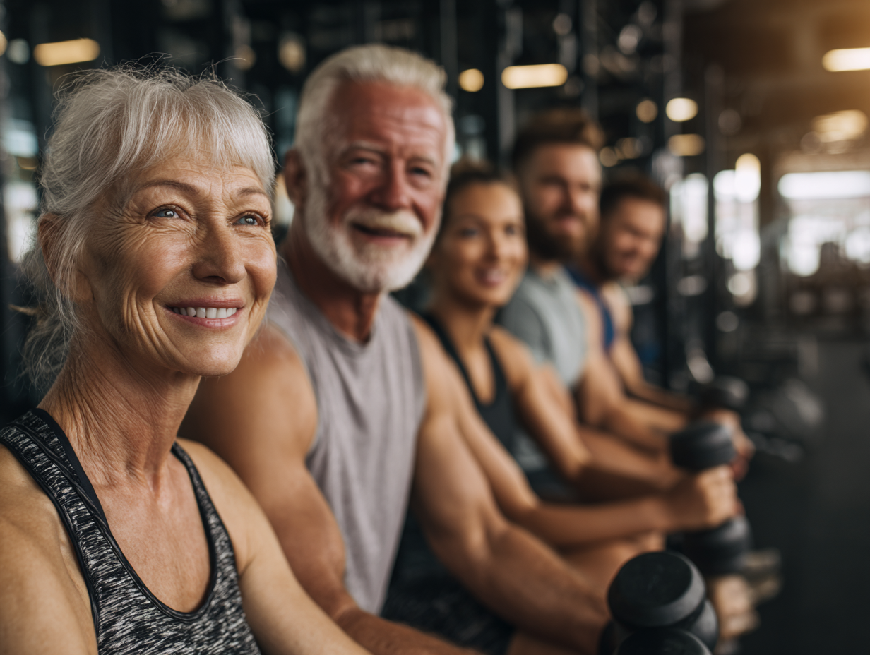 Ľudia rôzneho veku vykonávajúci rôzne fitness aktivity